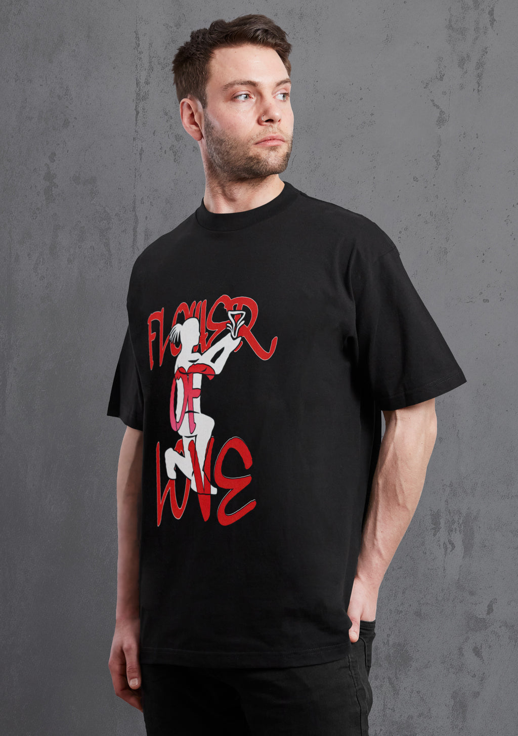 Flower Of Love Black Oversize T-shirt