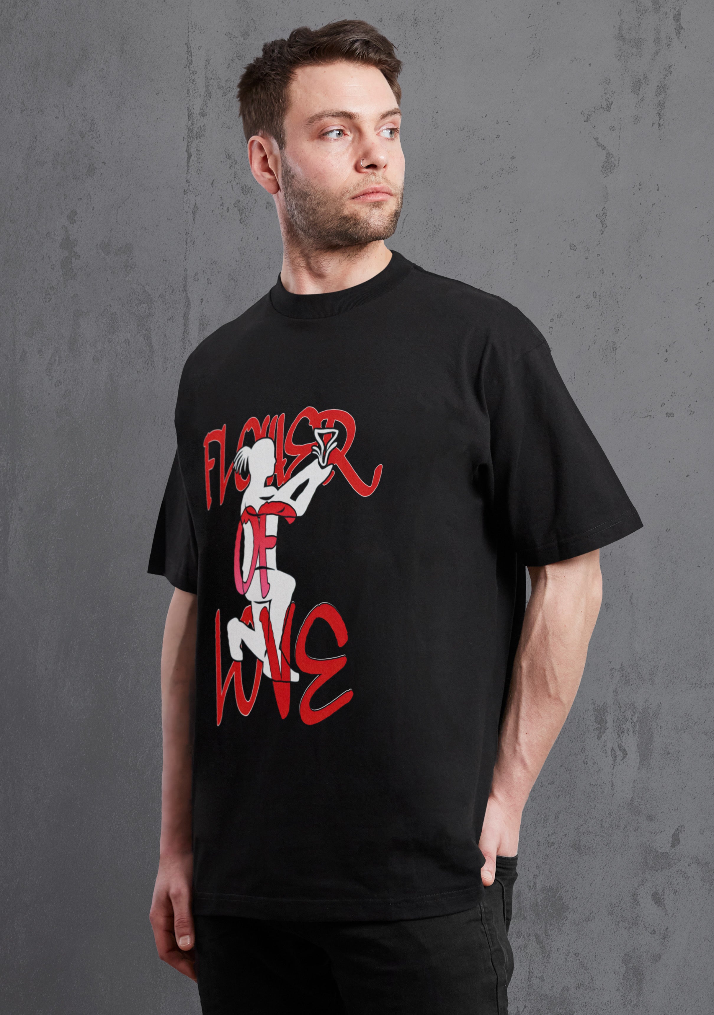 Flower Of Love Black Oversize T-shirt