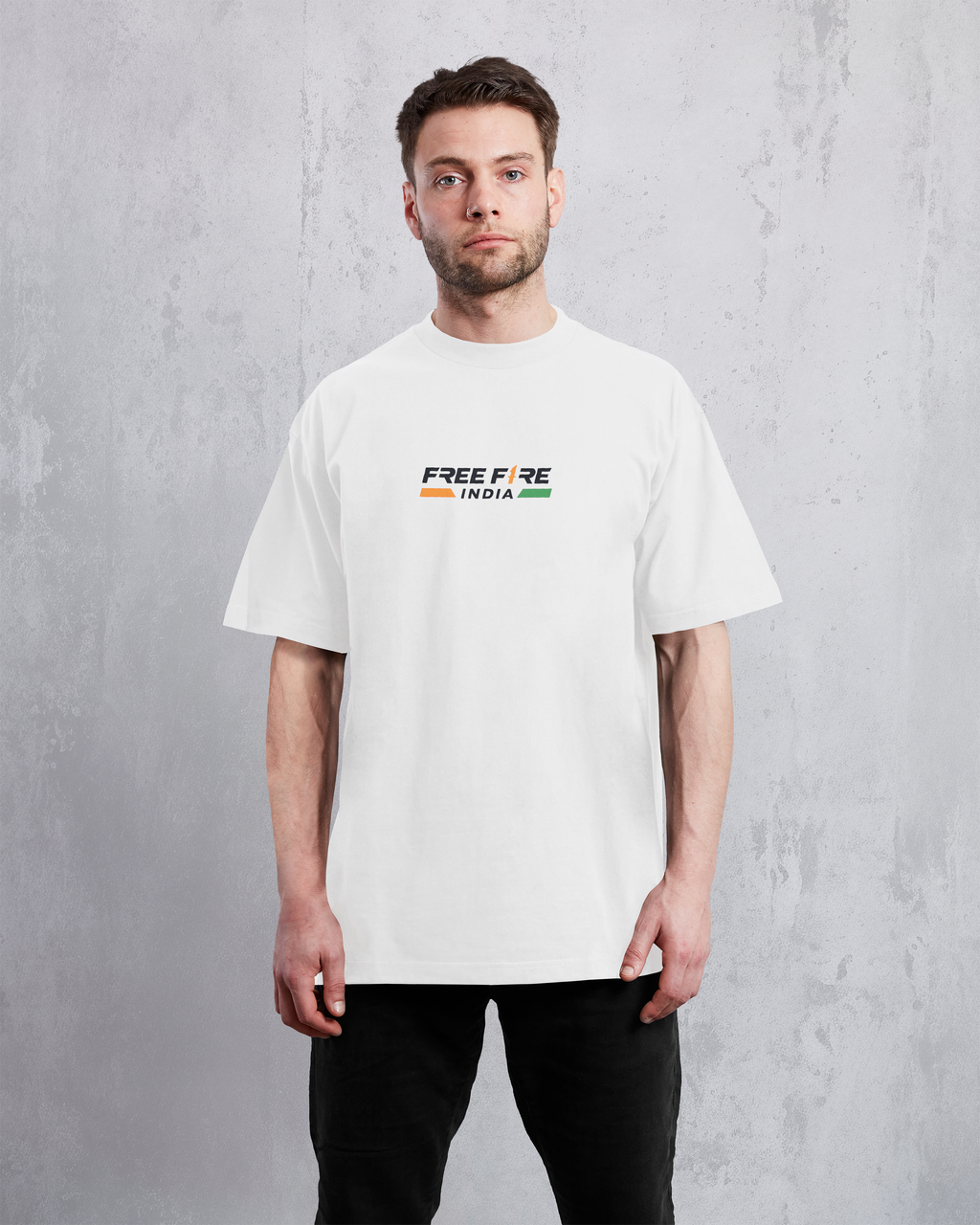 Free Fire India – Premium Unisex Oversized White T-Shirt | 240 GSM Cotton
