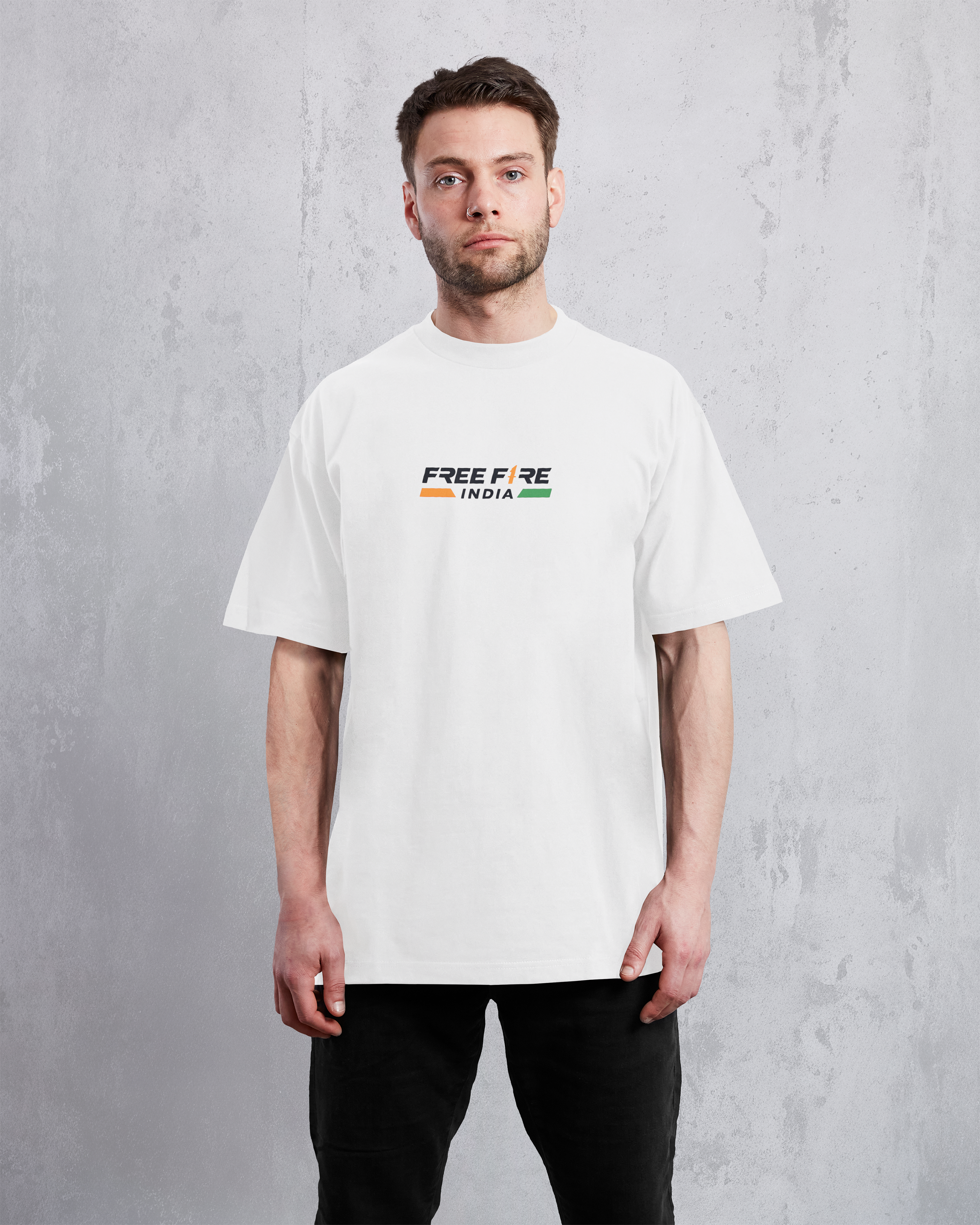 Free Fire India – Premium Unisex Oversized White T-Shirt | 240 GSM Cotton