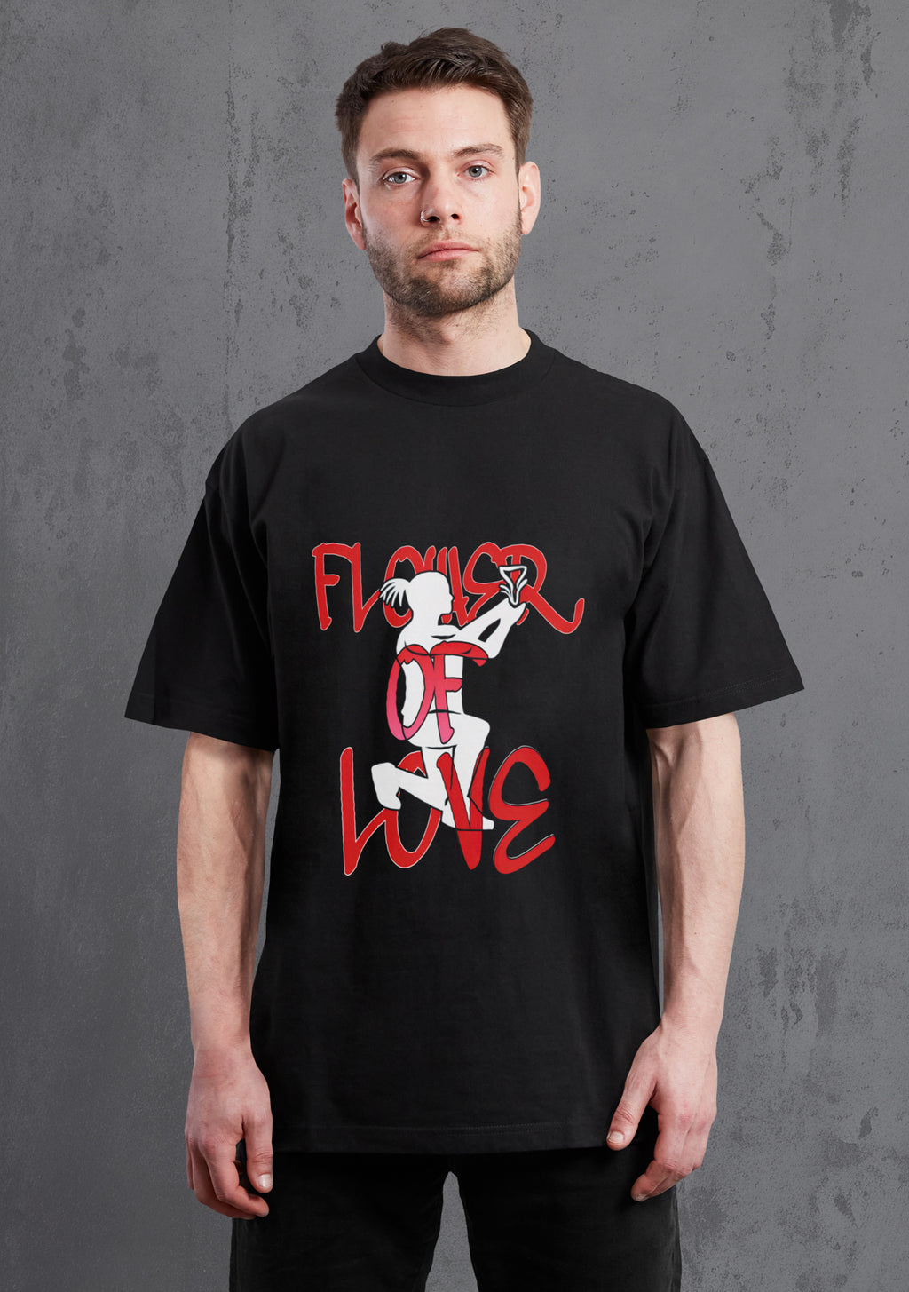 Flower Of Love Black Oversize T-shirt