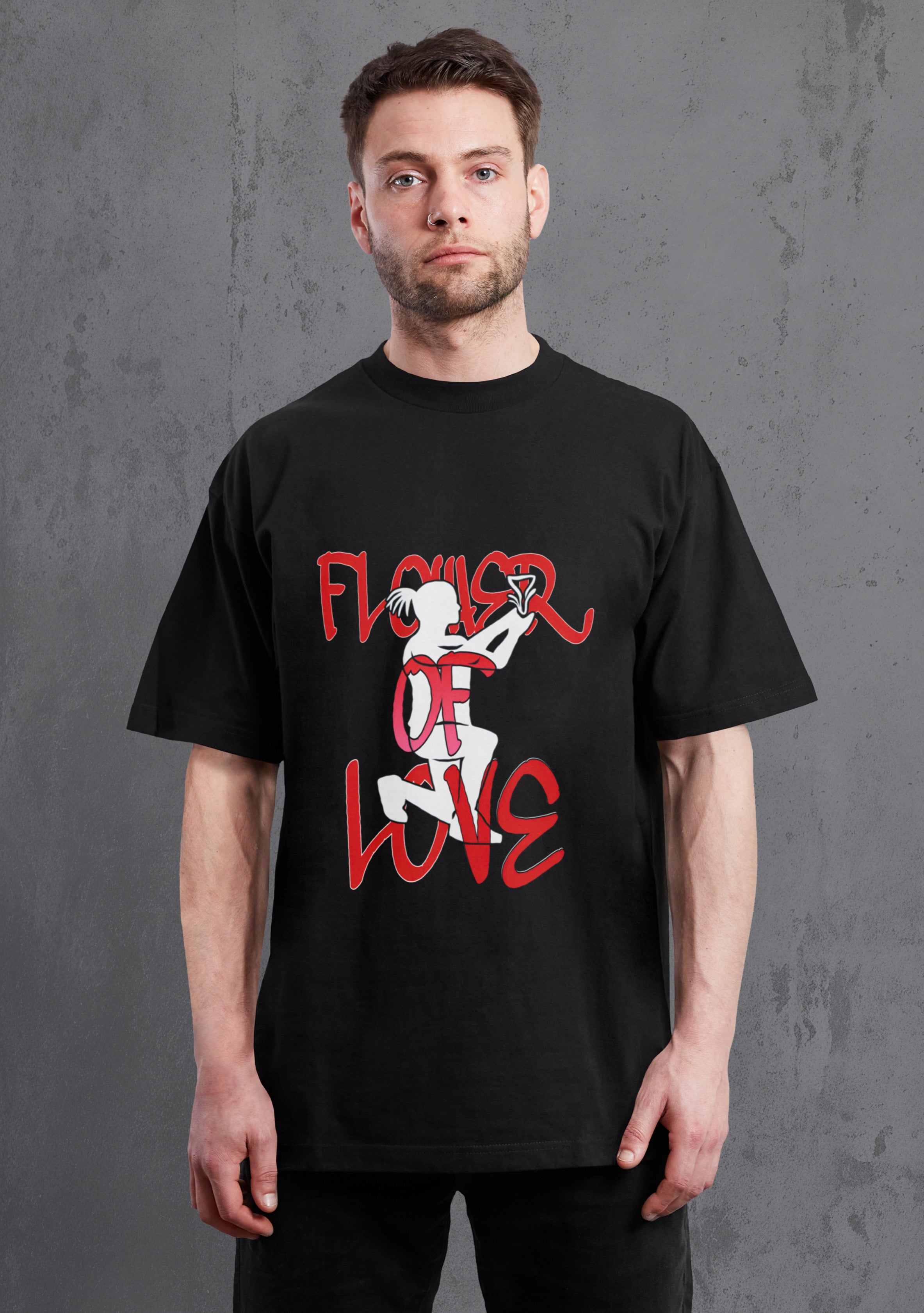 Flower Of Love Black Oversize T-shirt