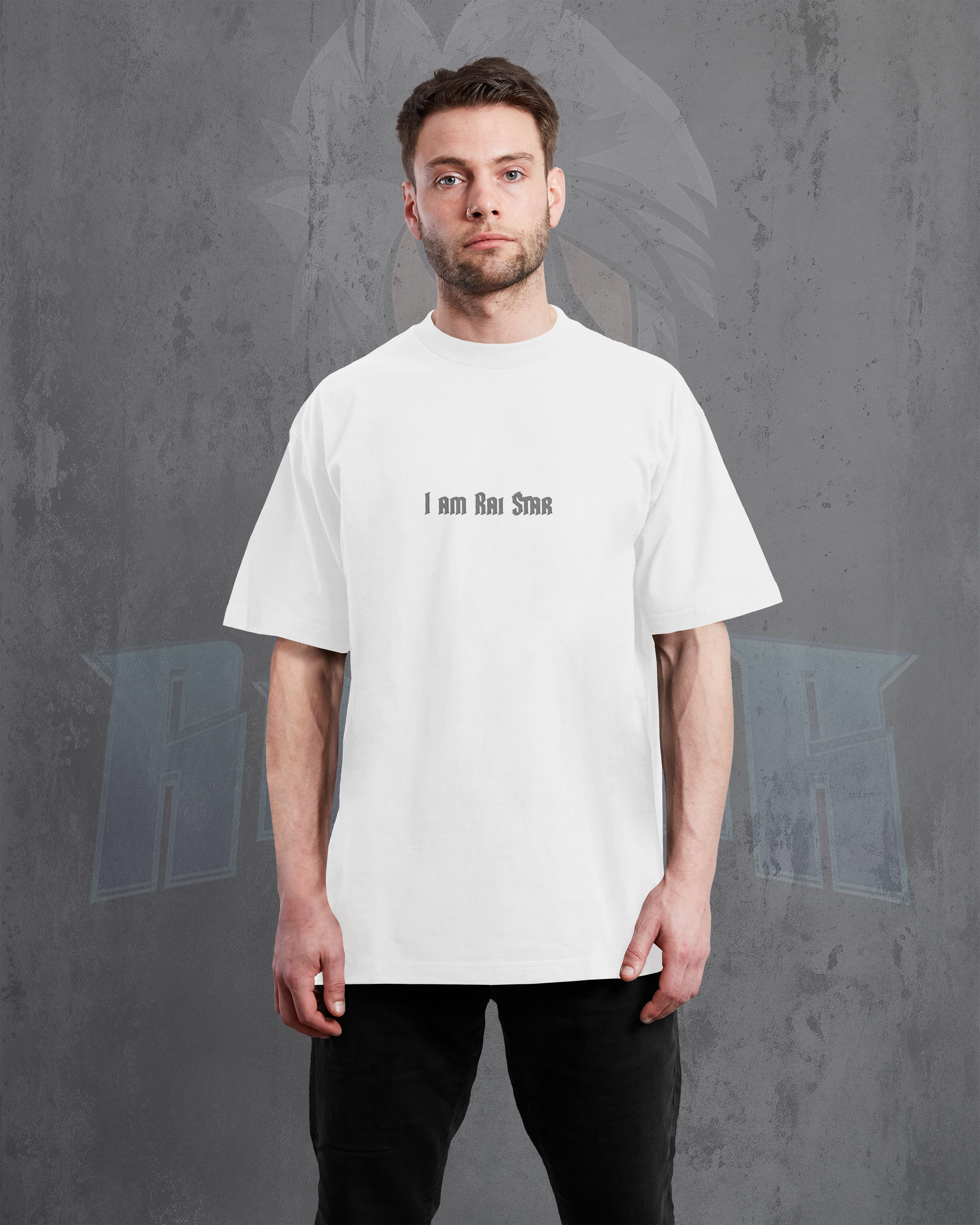 I Am Rai Star – Premium Unisex Oversized White T-Shirt | 240 GSM Cotton