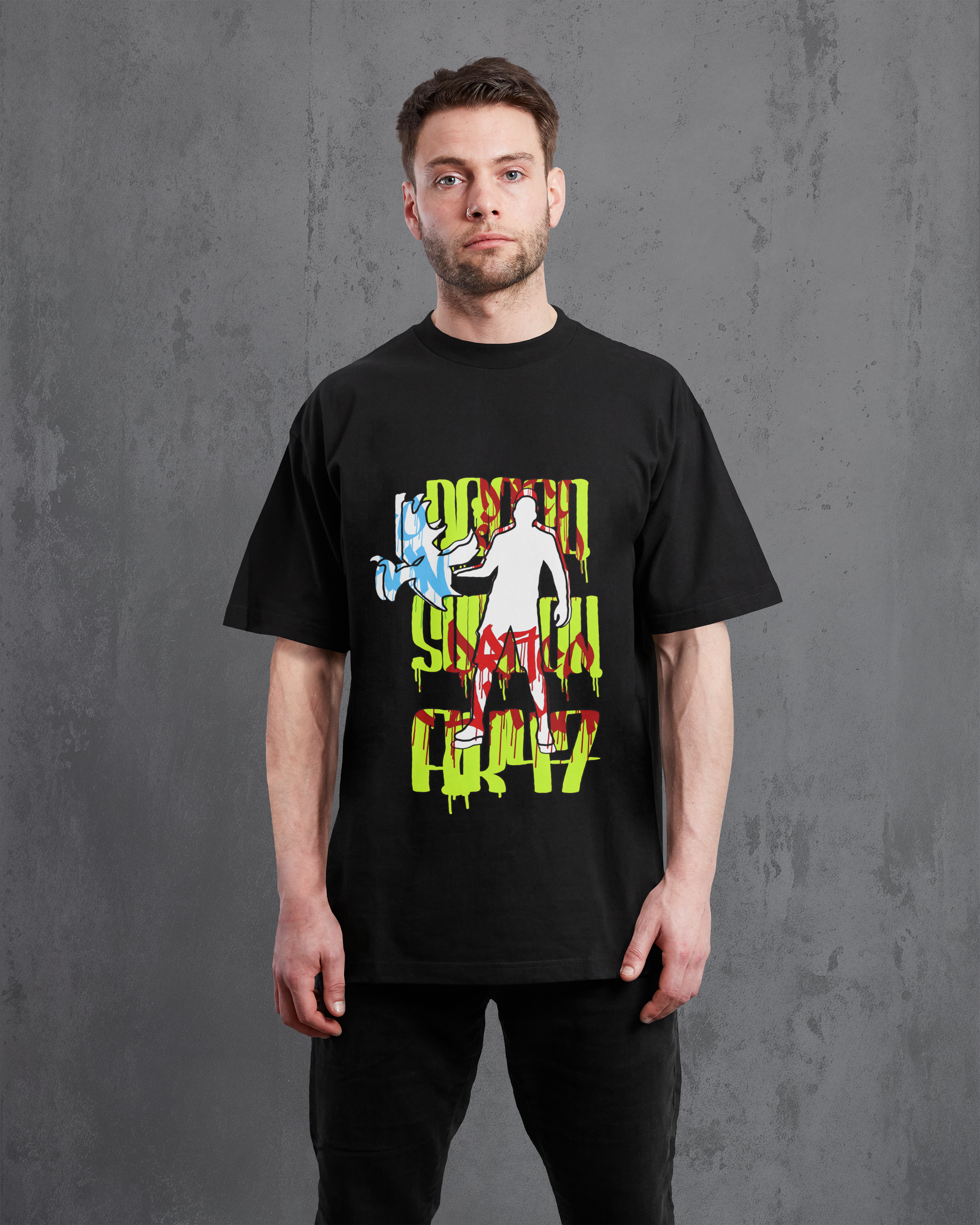 Free Fire Draco Ak Emote – Premium Unisex Oversized Black T-Shirt | 240 GSM Cotton