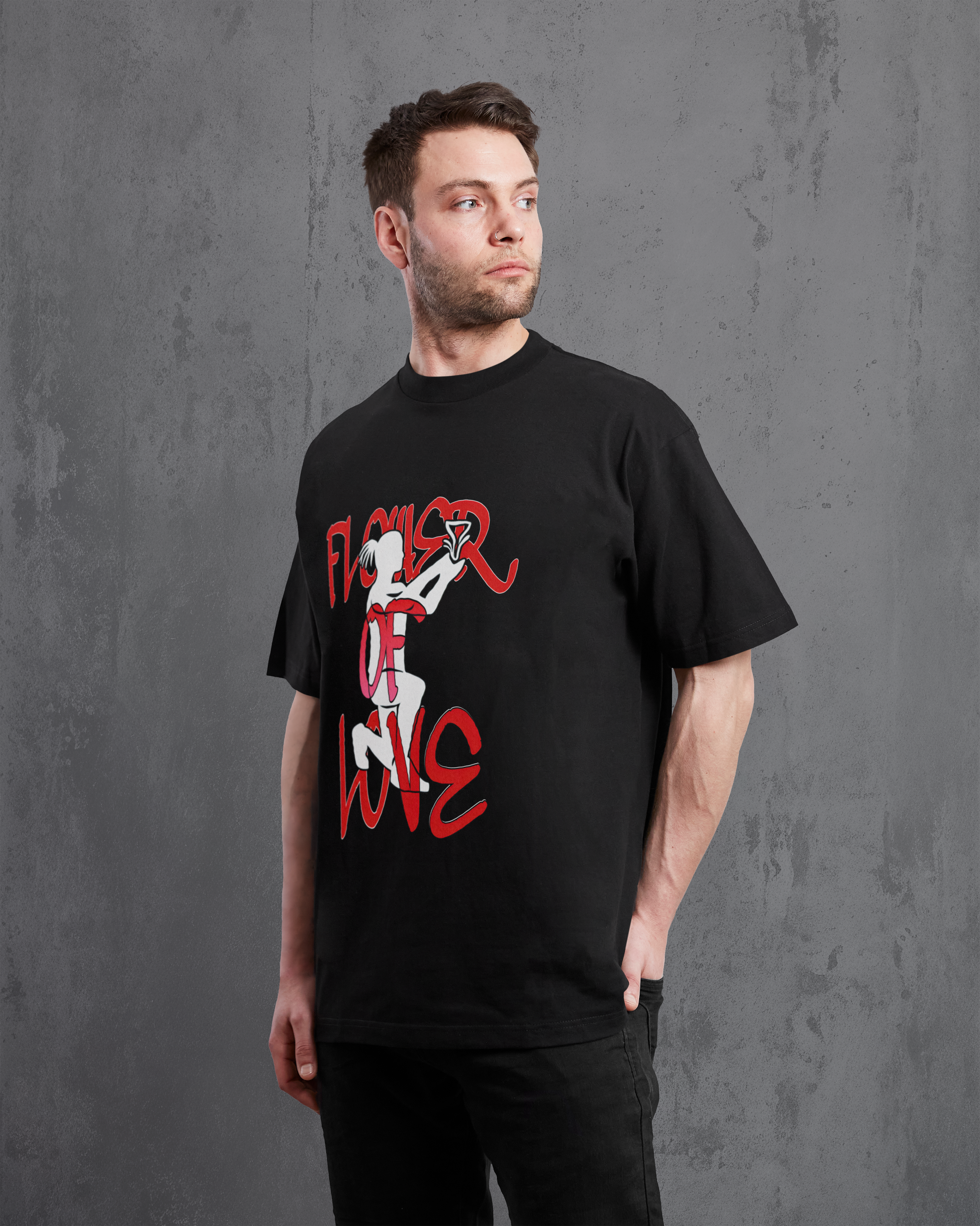 Free Fire Flowers Of Love – Premium Unisex Oversized Black T-Shirt | 240 GSM Cotton