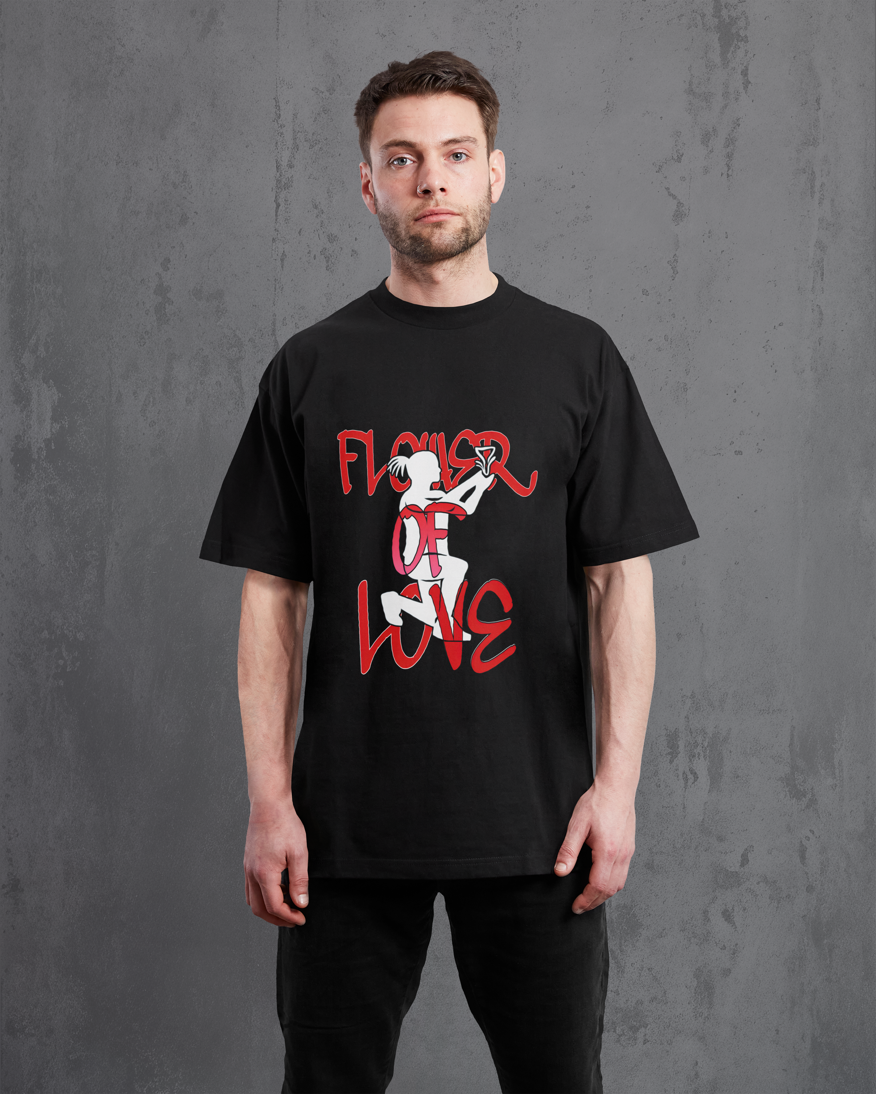 Free Fire Flowers Of Love – Premium Unisex Oversized Black T-Shirt | 240 GSM Cotton