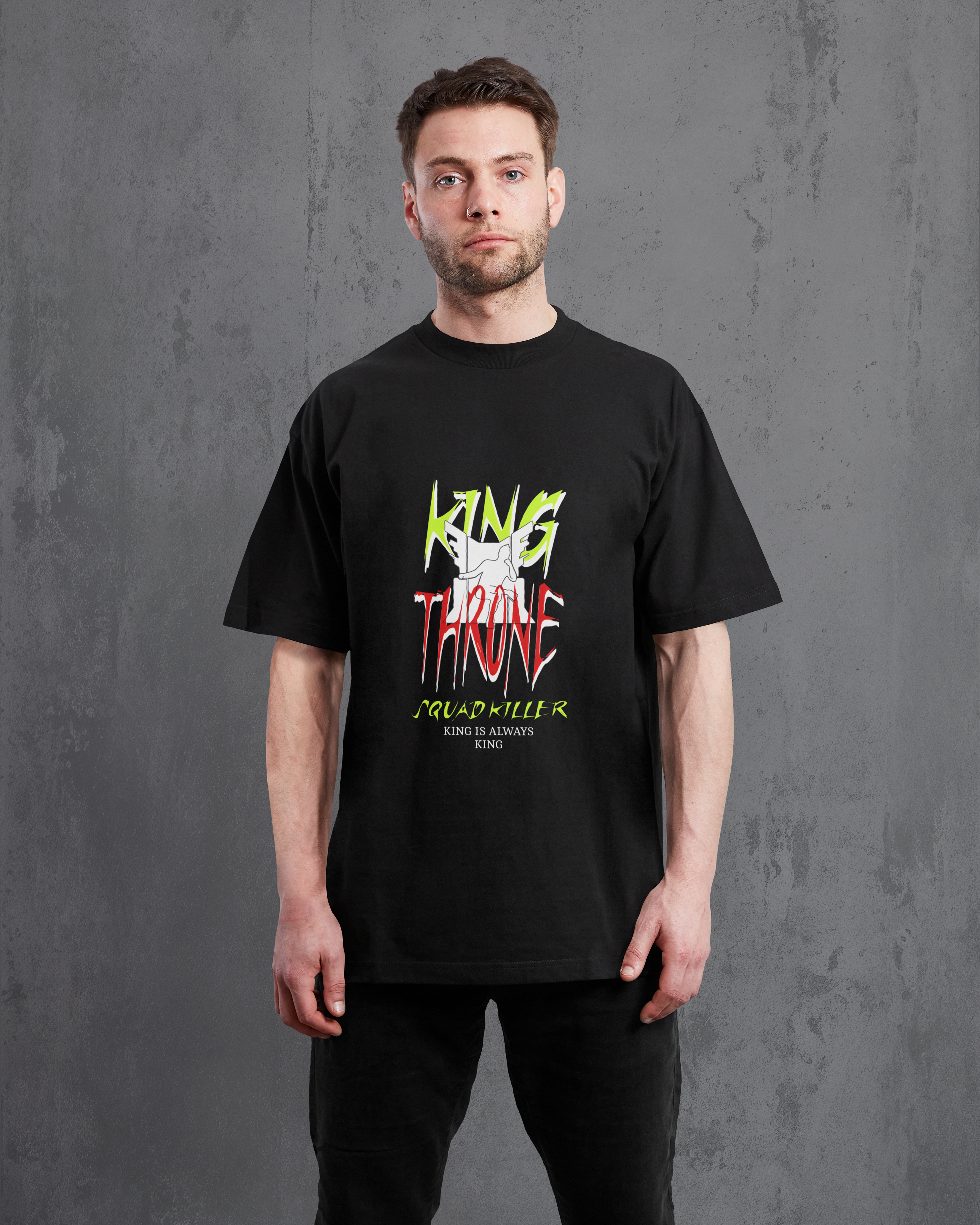 Free Fire Throne King – Premium Unisex Oversized Black T-Shirt | 240 GSM Cotton