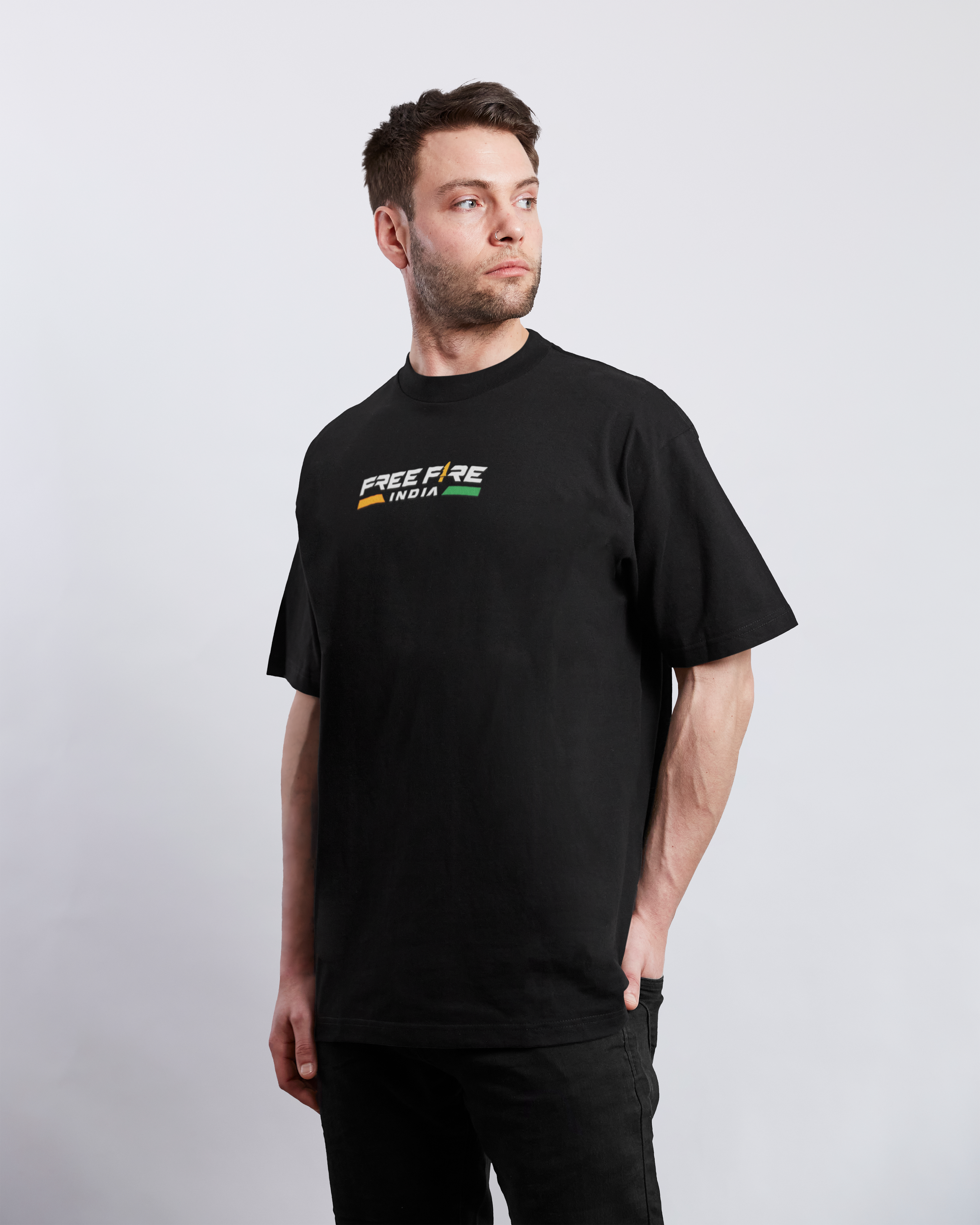 Free Fire India – Premium Unisex Oversized Black T-Shirt | 240 GSM Cotton