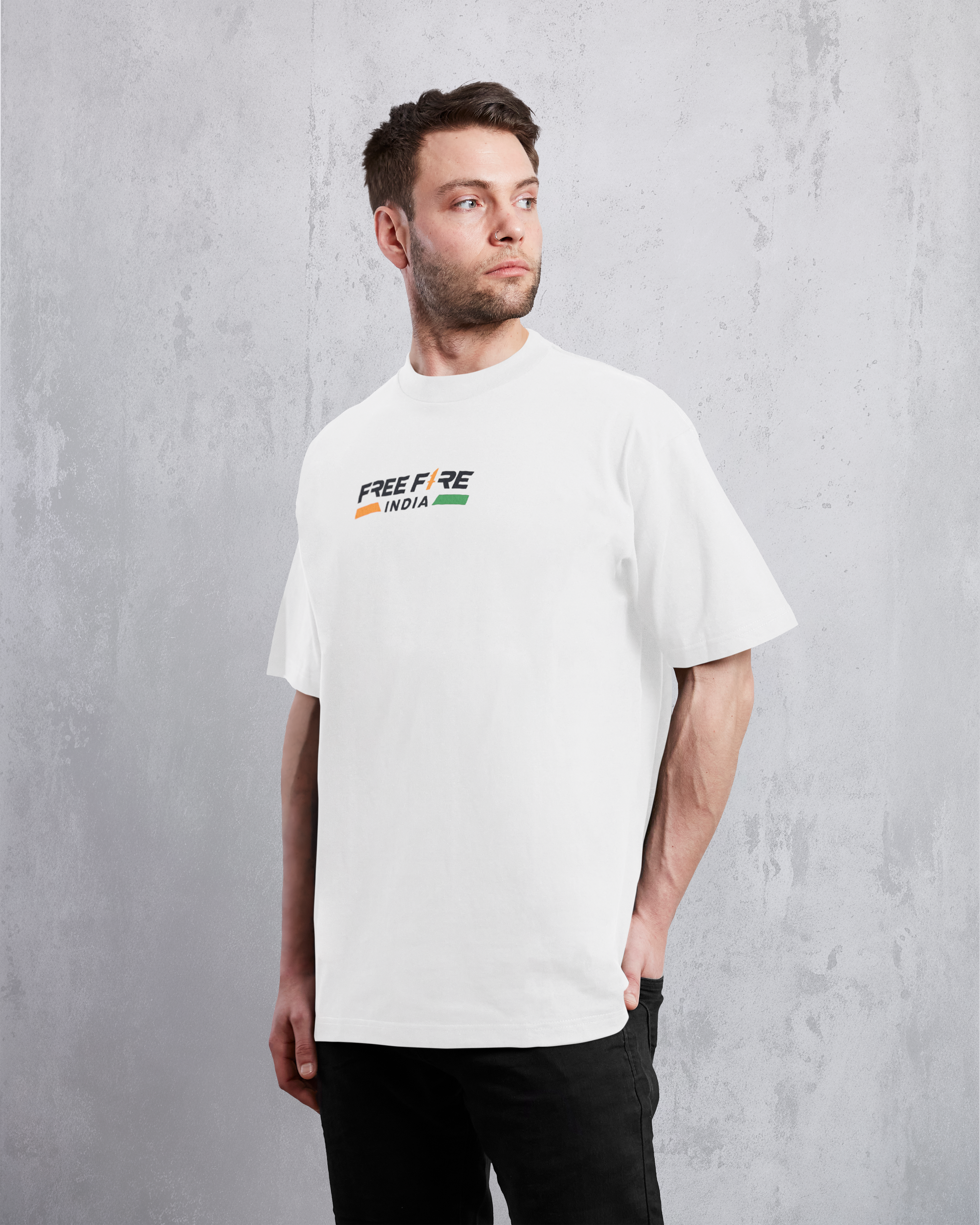 Free Fire India – Premium Unisex Oversized White T-Shirt | 240 GSM Cotton
