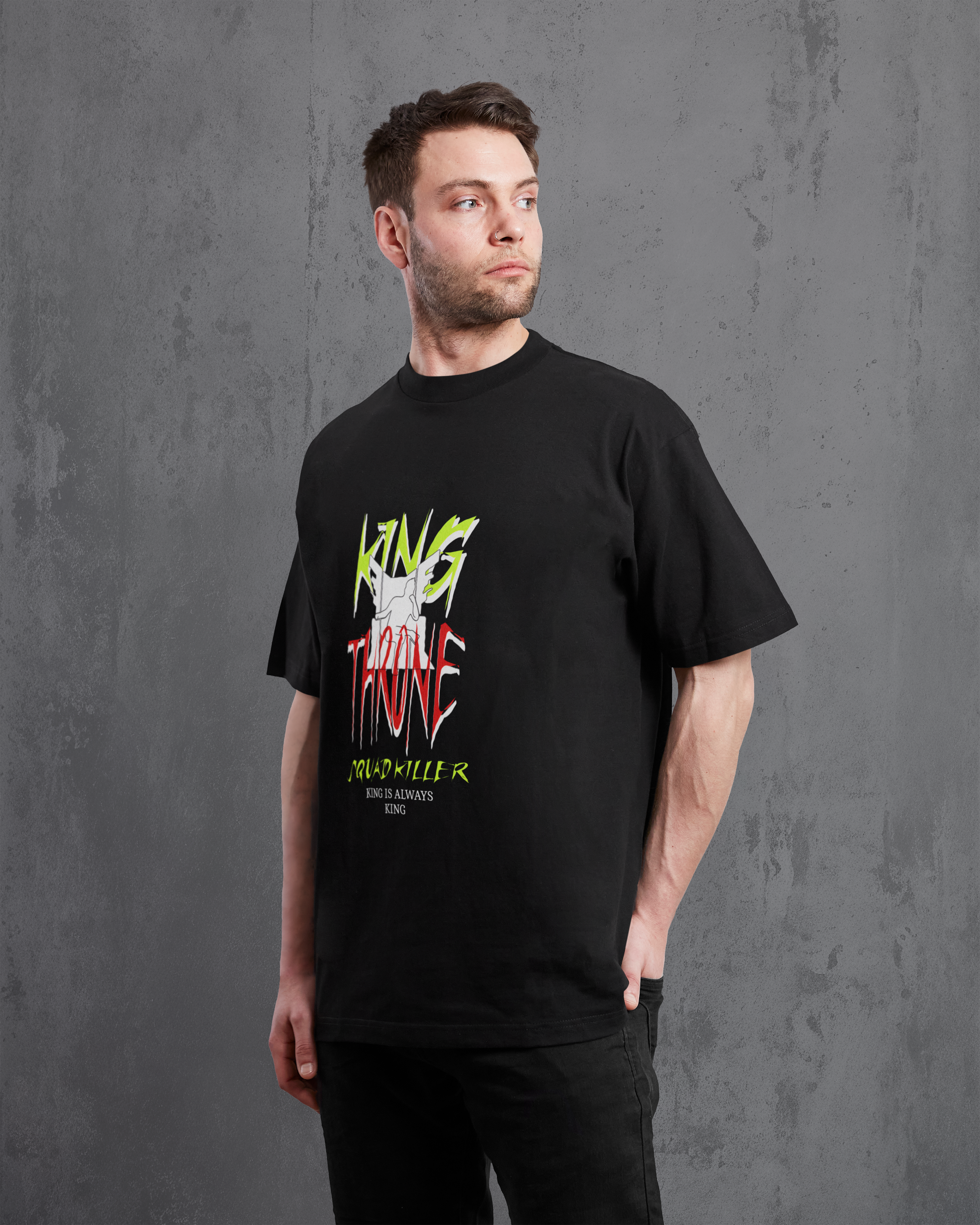Free Fire Throne King – Premium Unisex Oversized Black T-Shirt | 240 GSM Cotton