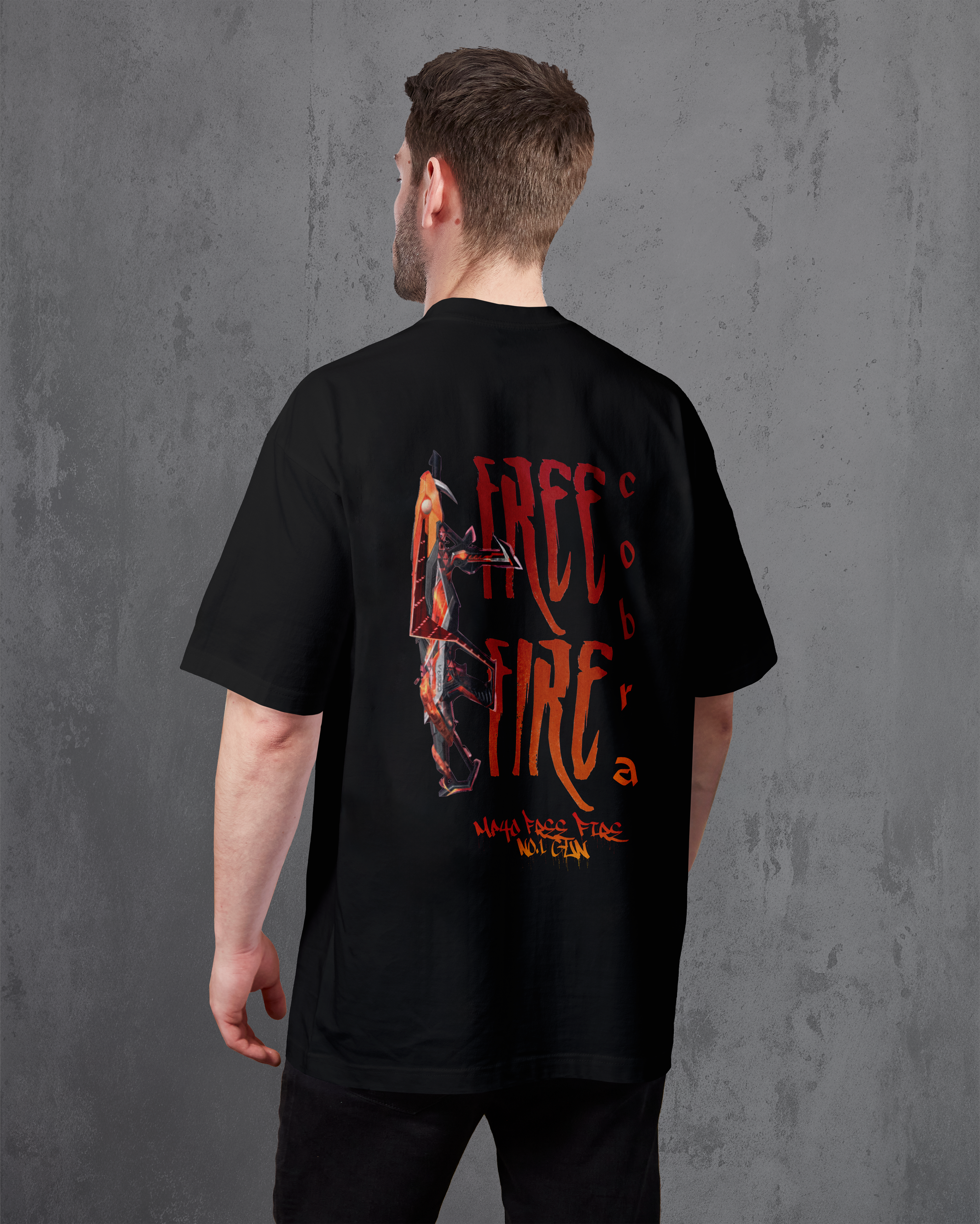 Free Fire Cobra MP40 – Premium Unisex Oversized Black T-Shirt | 240 GSM Cotton