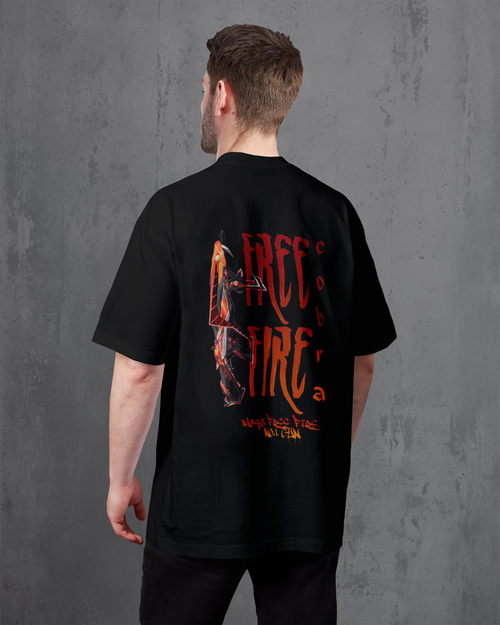 Free Fire Cobra MP40 – Premium Unisex Oversized Black T-Shirt | 240 GSM Cotton