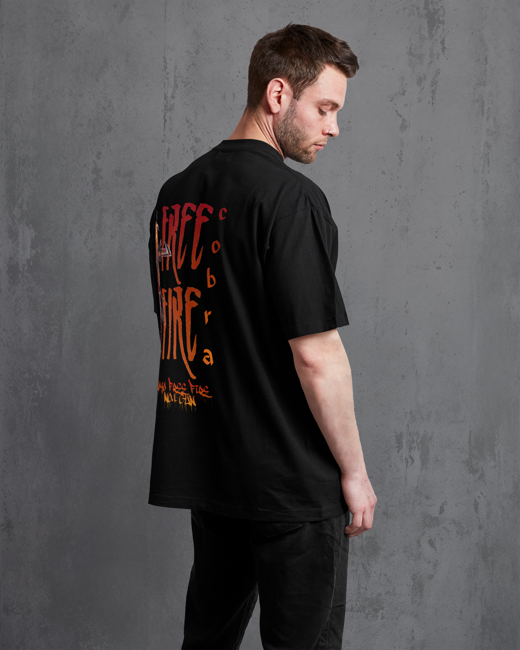 Free Fire Cobra MP40 – Premium Unisex Oversized Black T-Shirt | 240 GSM Cotton