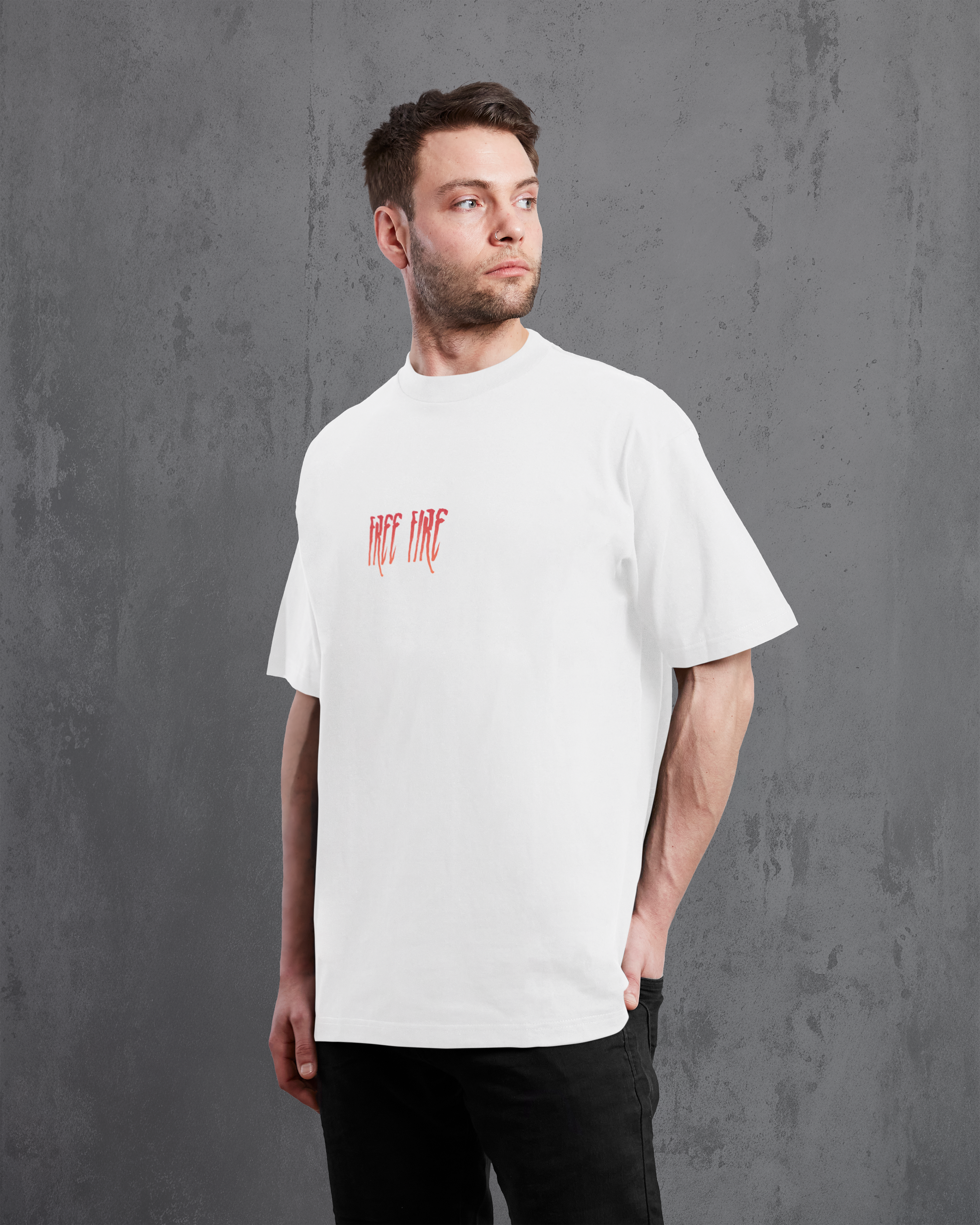 Free Fire Cobra MP40 – Premium Unisex Oversized White T-Shirt | 240 GSM Cotton