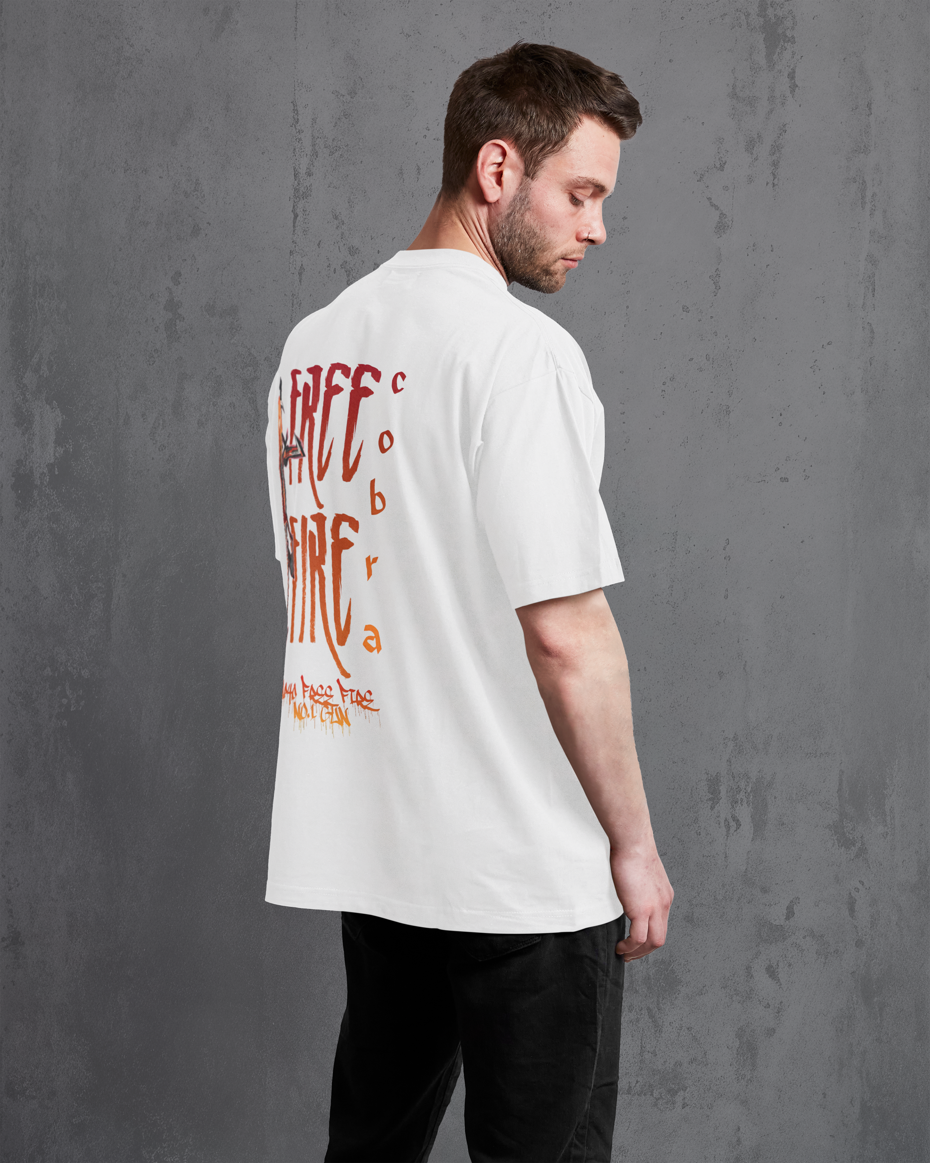 Free Fire Cobra MP40 – Premium Unisex Oversized White T-Shirt | 240 GSM Cotton