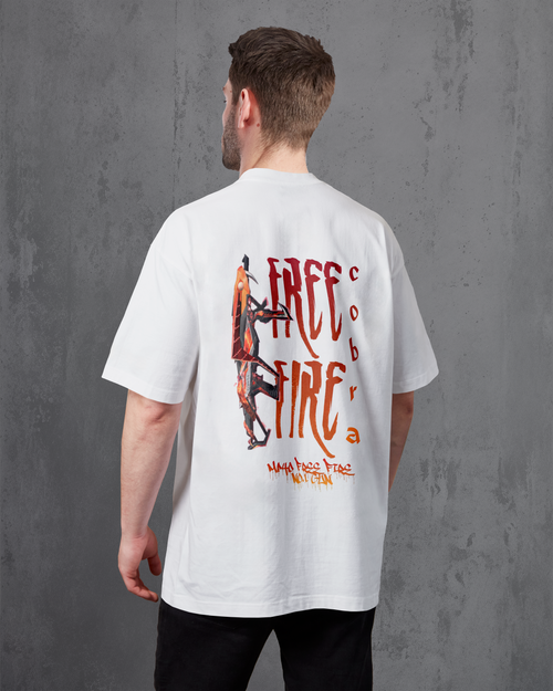 Free Fire Cobra MP40 – Premium Unisex Oversized White T-Shirt | 240 GSM Cotton