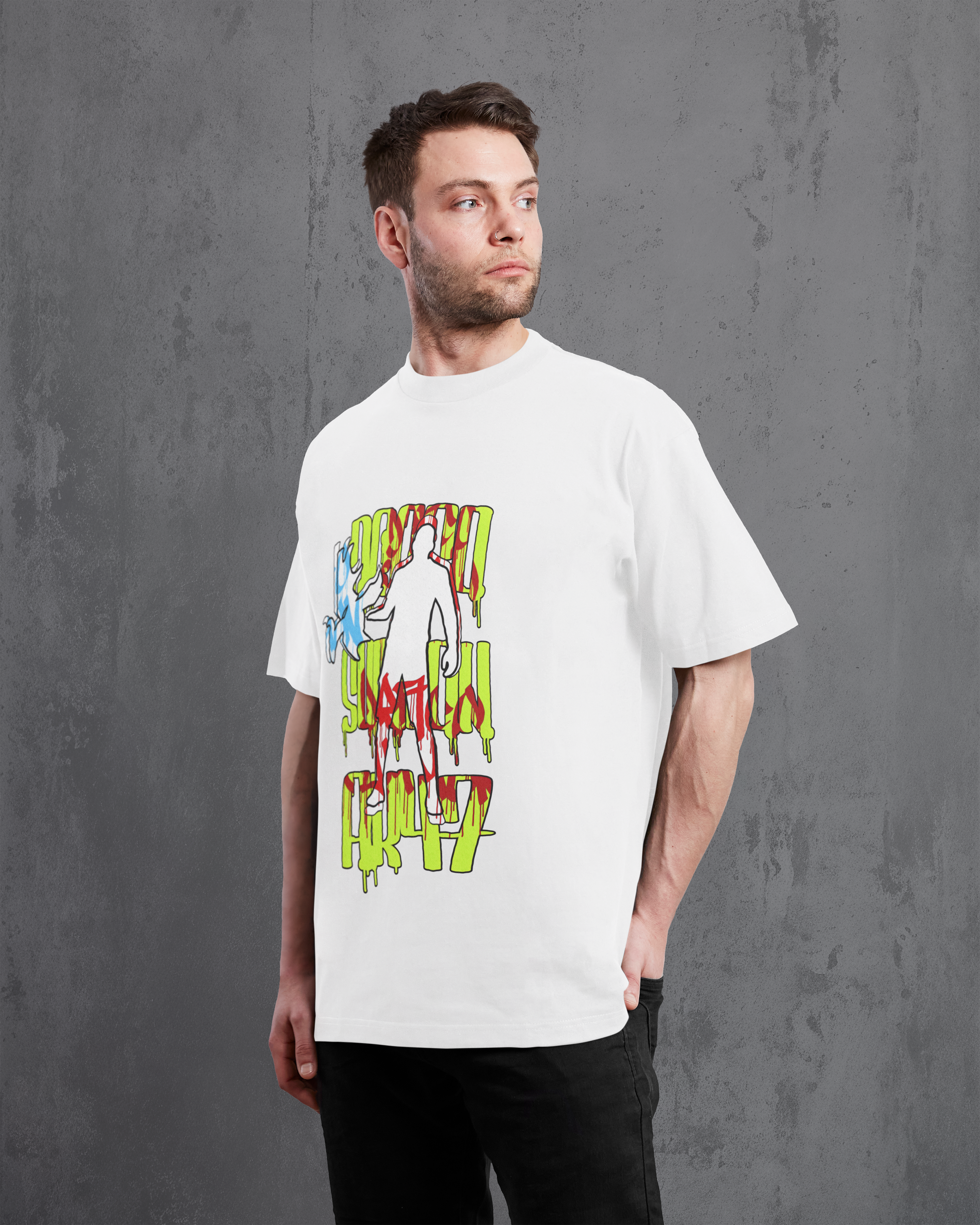 Free Fire Draco Ak Emote – Premium Unisex Oversized White T-Shirt | 240 GSM Cotton